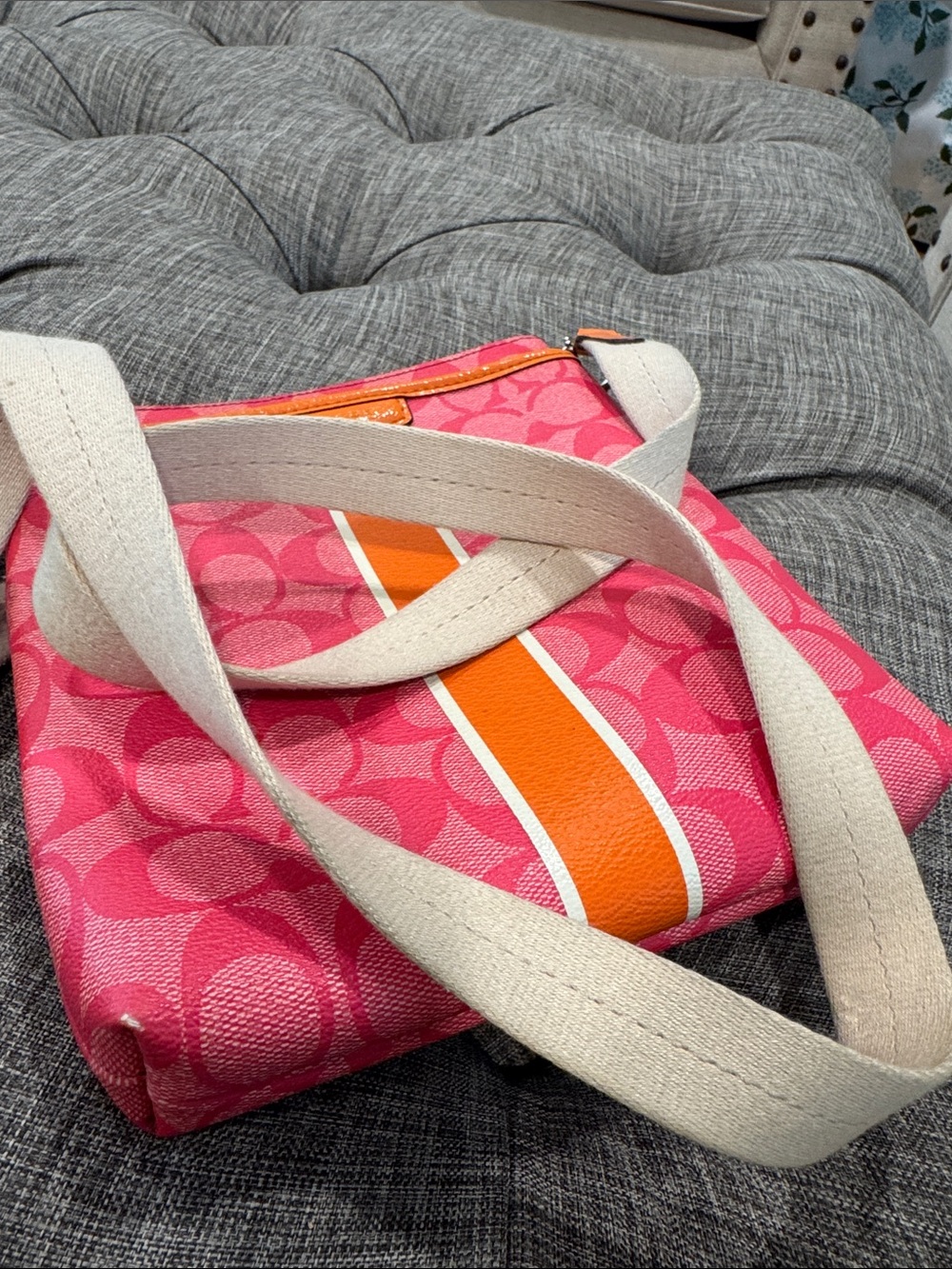 Coach Bag Signature Pink Orange Stripe Swingpack Crossbody - Picture 14 of 17